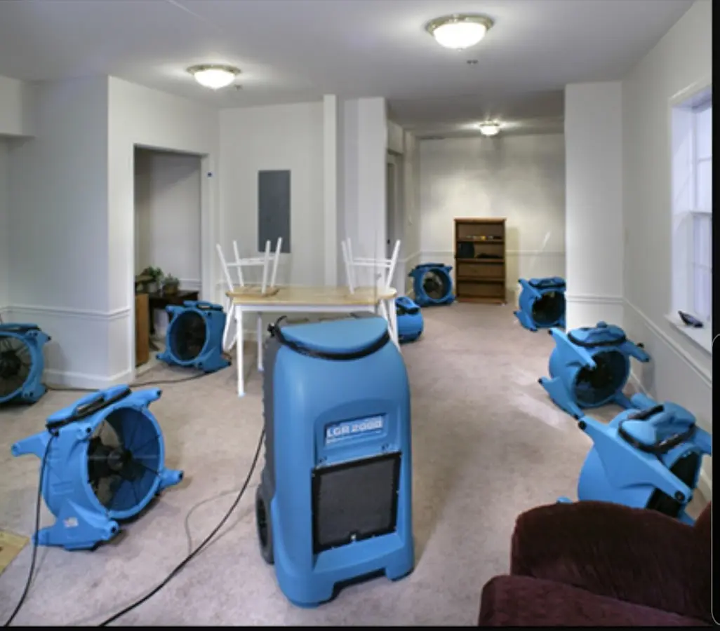 Air movers and dehumidifier setup for Water Extraction & Removal in Bowling Green